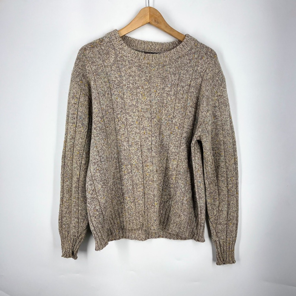 McGregor Mens Ribbed Donegal Flecked Crewneck Sweater Wool Blend Knit Size XL
